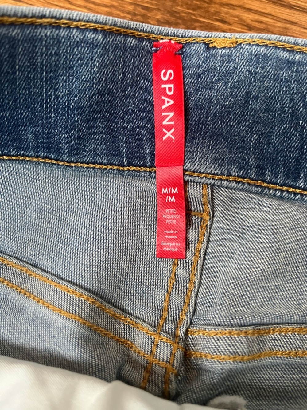 SPANX Blue Wide-Leg High-Rise Jeans Petite Medium - Picture 5 of 8